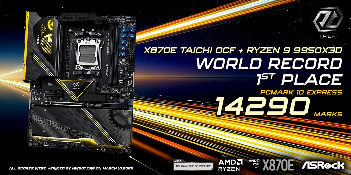 ASRock X870E Taichi OCF Achieves PCMark 10 Express World Record with Ryzen 9 9950X3D | Vektra PC - Vektra Computers LLC