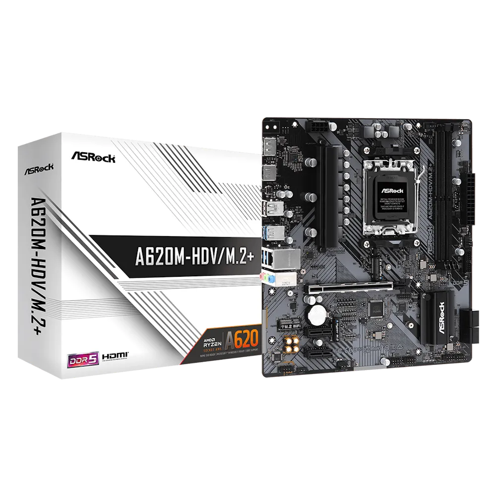 ASRock A620M-HDV/M.2+ 600 Series AMD Motherboard | 90-MXBLK0-A0UAYZ |