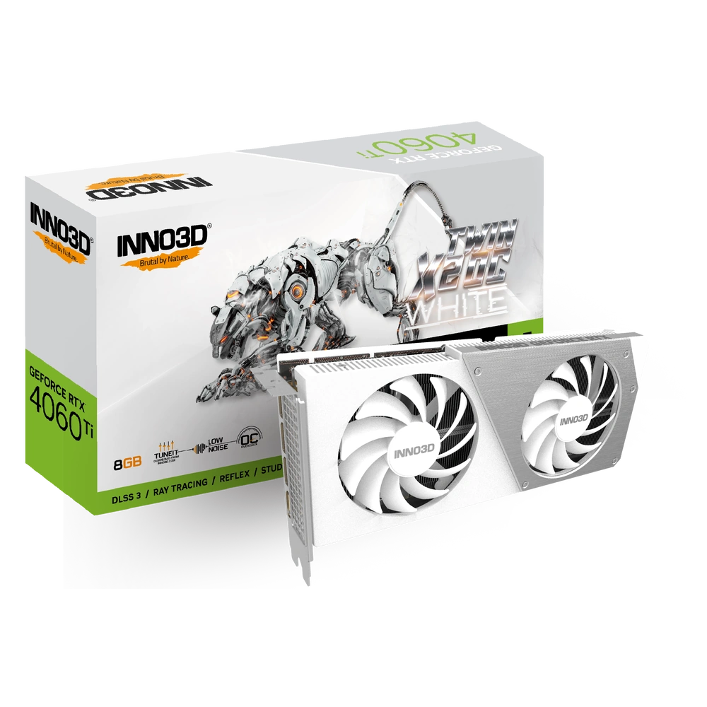 Inno3D GeForce RTX 4060 Ti Twin X2 OC White 8GB GDDR6 Graphics Card | N406T2-08D6X-171153W |