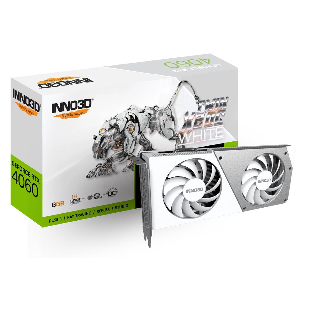 Inno3D GeForce RTX 4060 Twin X2 OC White 8GB GDDR6 Graphics Card