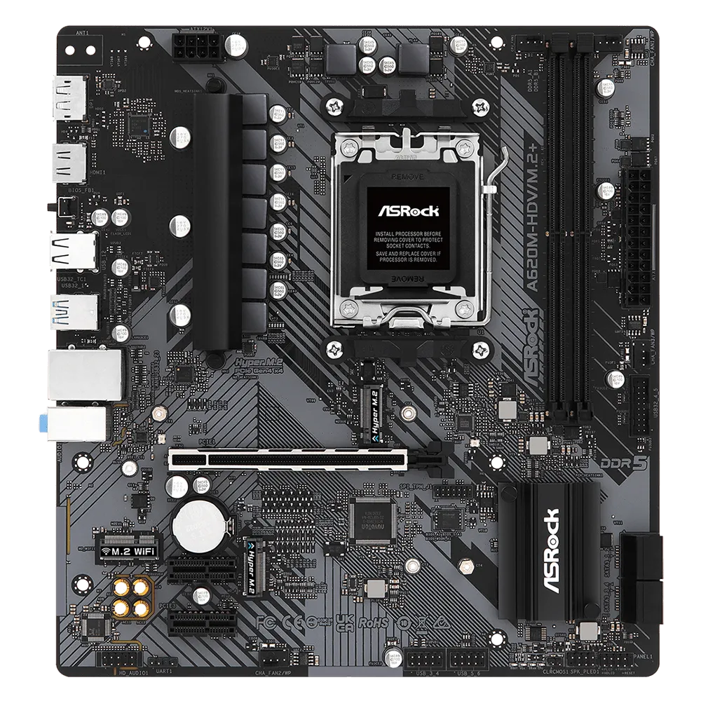 ASRock A620M-HDV/M.2+ 600 Series AMD Motherboard | 90-MXBLK0-A0UAYZ |