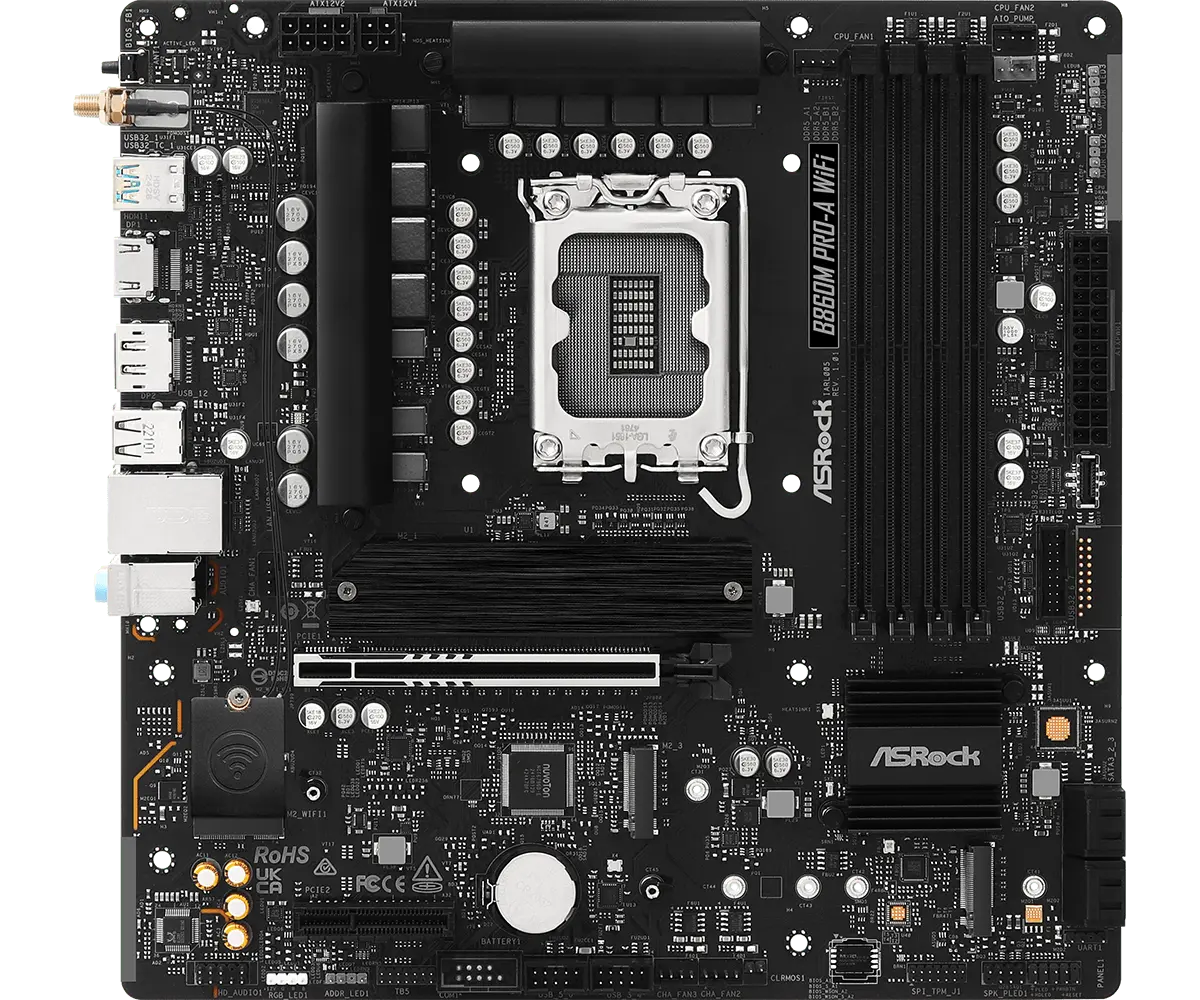 ASRock B860M Pro-A WiFi LGA1851 Socket Motherboard | 90-MXBRS0-A0UAYZ