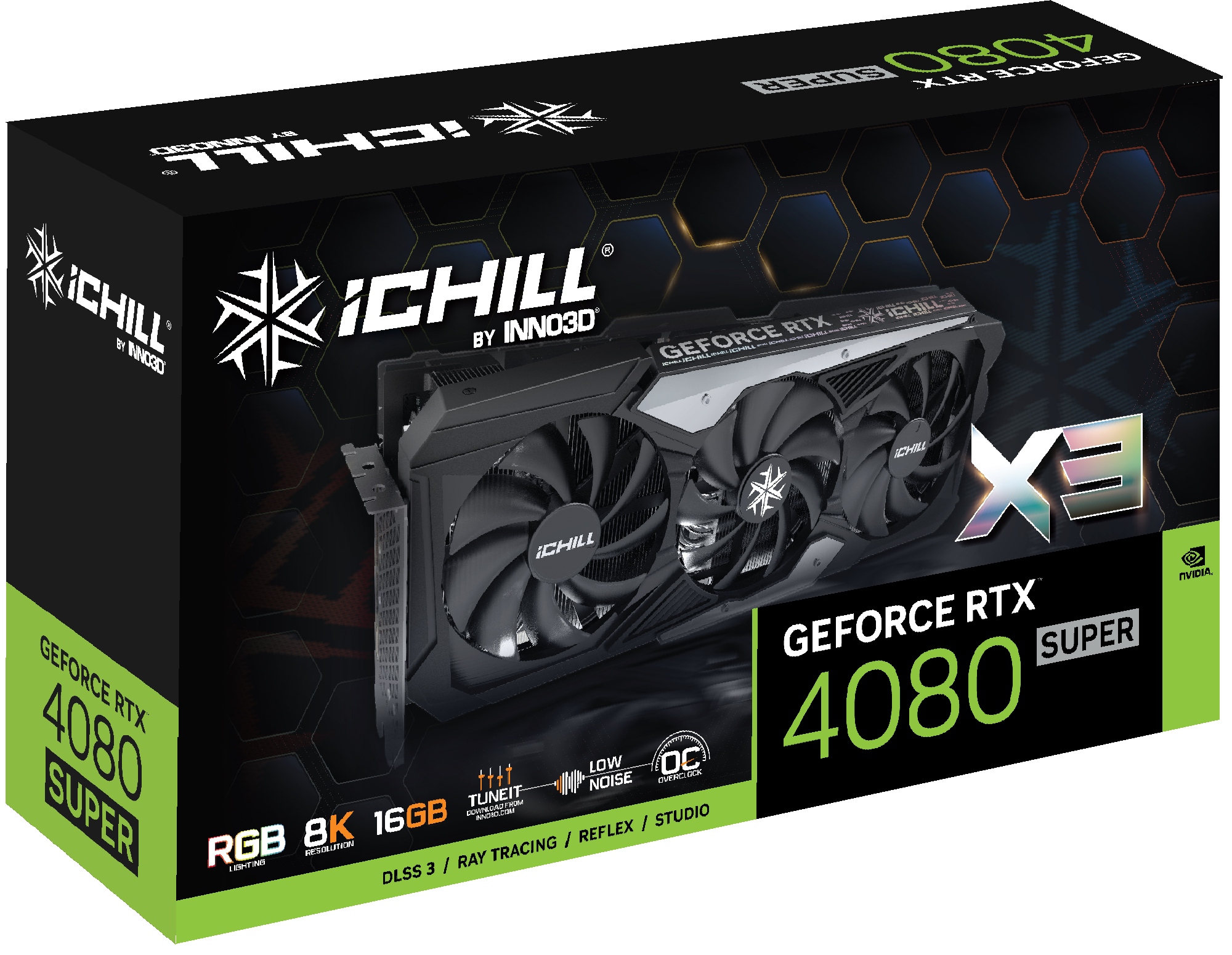 Inno3D Geforce RTX 4080 Super Ichill x3 16GB GDDR6X Graphics Card | C408S3-166XX-187049H