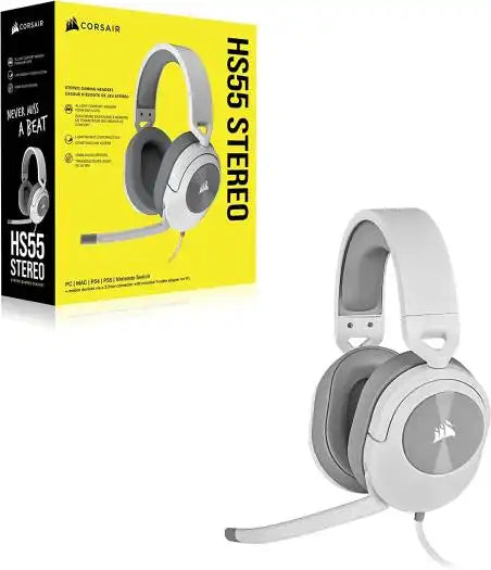 Corsair HS55 STEREO Wired Gaming Headset — White|CA-9011261-NA