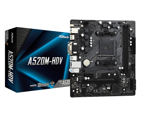 ASRock A520M - HDV mATX AMD Socket AM4 Motherboard | 90 - MXBE50 - A0UAYZ - 4710483932267 - Vektra Computers LLC