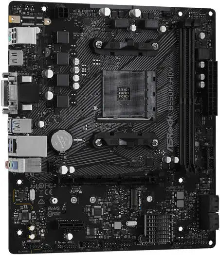 ASRock B550M - HDV Micro ATX Motherboard, AMD B550 Chipset, 2 x DDR4 DIMM Slots, Socket AM4 Socket, 7.1 CH HD Audio, Gigabit LAN, 6 Power Phase Design, 1 PCIe 4.0 x16, Black | 90 - MXBDJ0 - A0UAYZ - Vektra Computers LLC