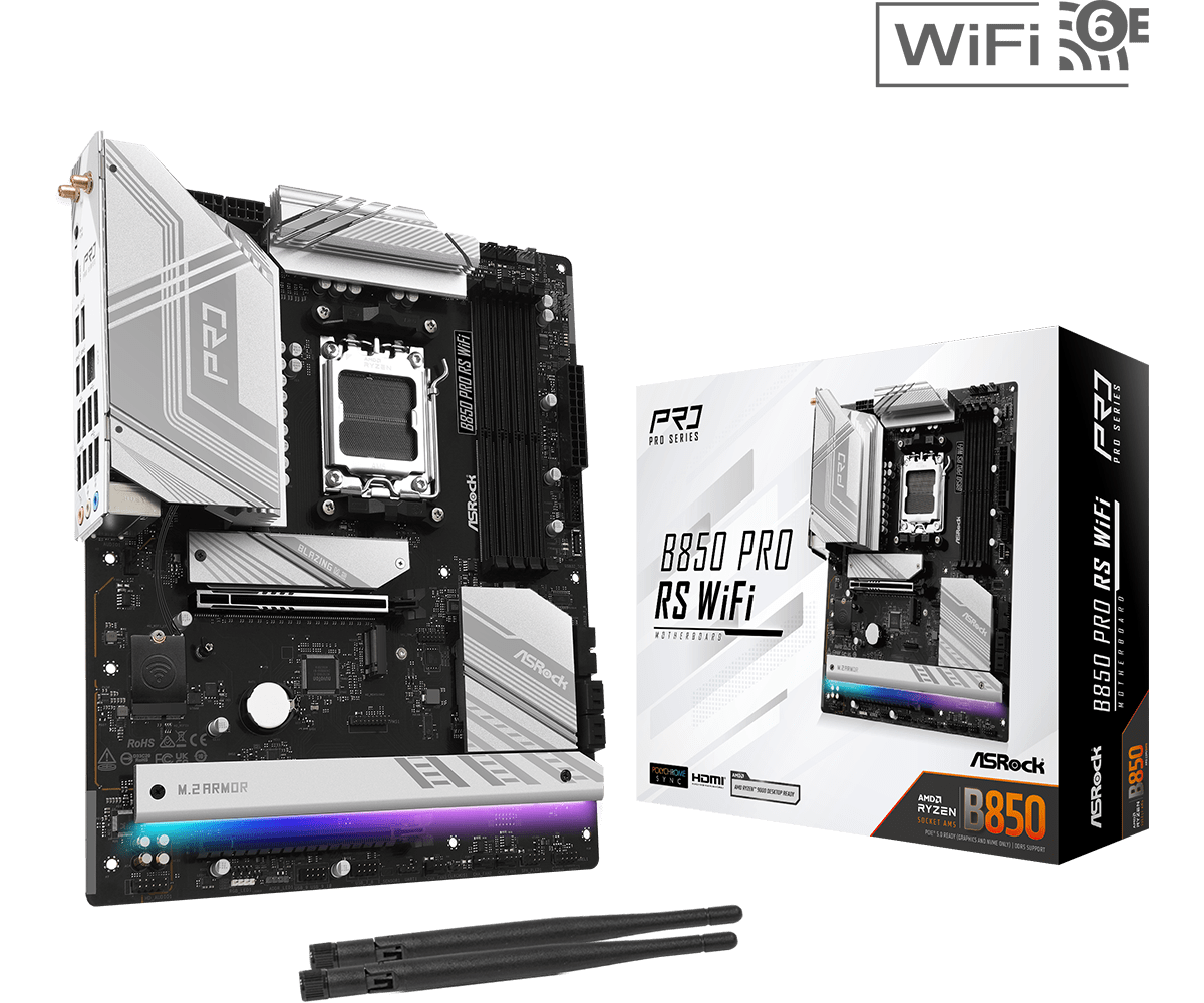 ASRock B850 Pro RS WiFi AM5 Socket Motherboard | 90 - MXBQK0 - A0UAYZ - 4711581490161 - Vektra Computers LLC