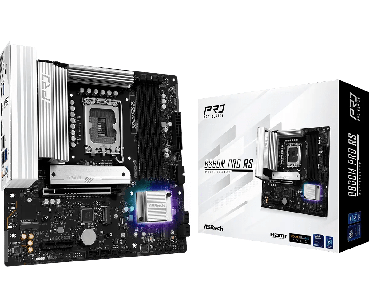 ASRock B860M Pro RS LGA1851 Socket Motherboard | 90 - MXBRP0 - A0UAYZ - 4711581490277 - Vektra Computers LLC