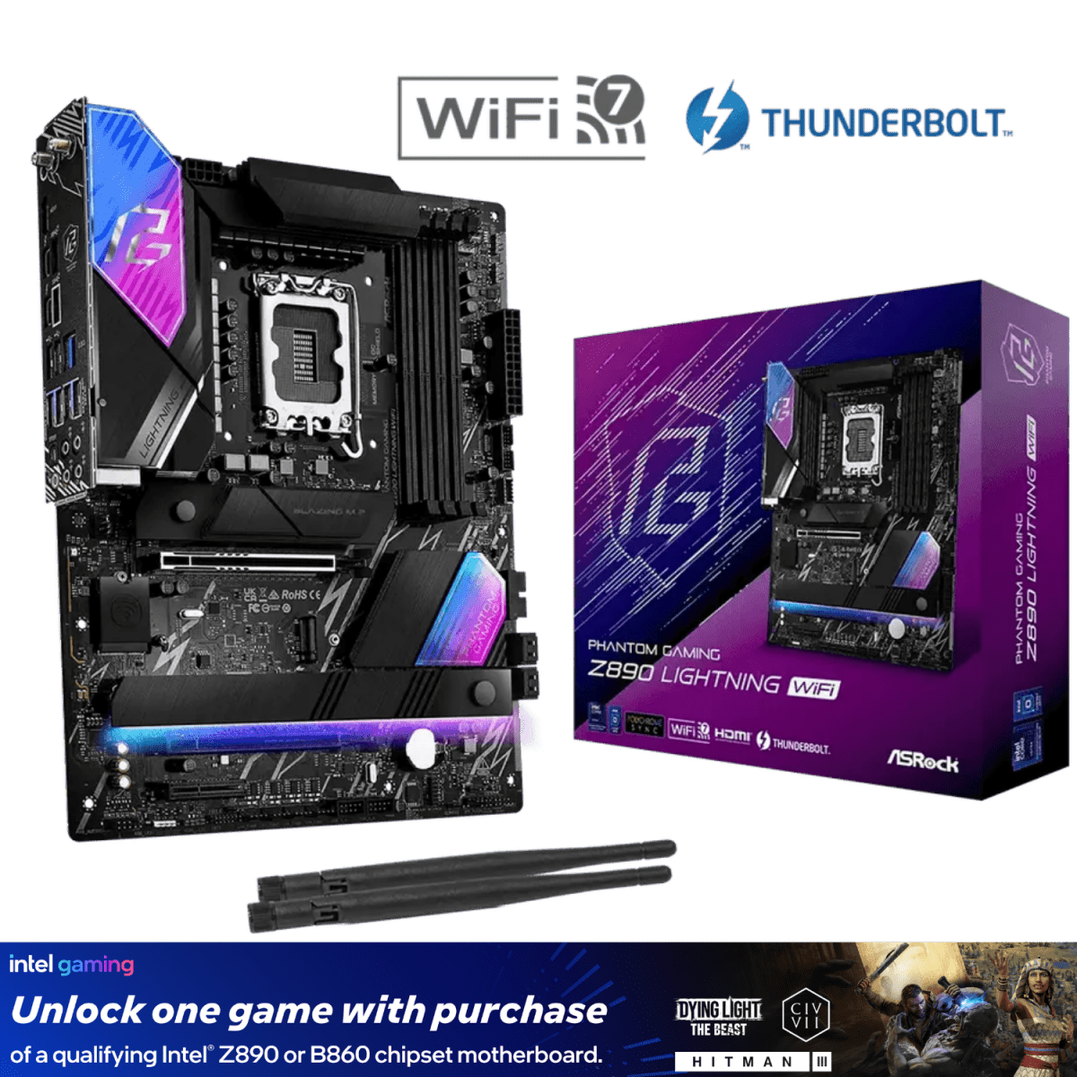 ASRock Z890 PG Lightning WiFi | Core Ultra 2 ATX Motherboard - 4710483947513 - Vektra Computers LLC