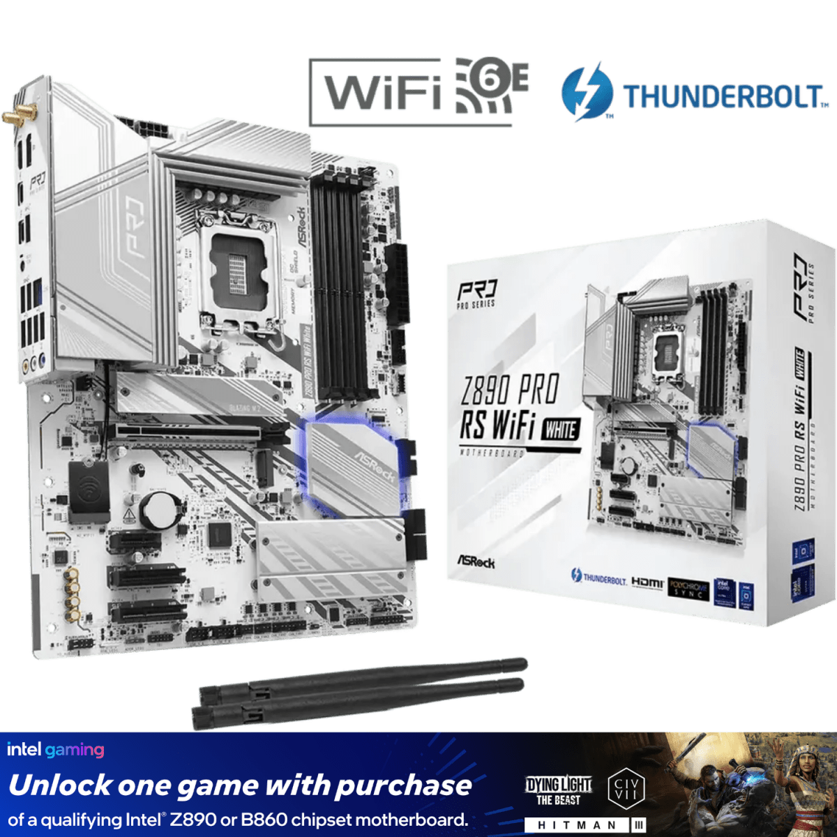 ASRock Z890 Pro RS WiFi White | Core Ultra 2 ATX Motherboard - 4710483947476 - Vektra Computers LLC