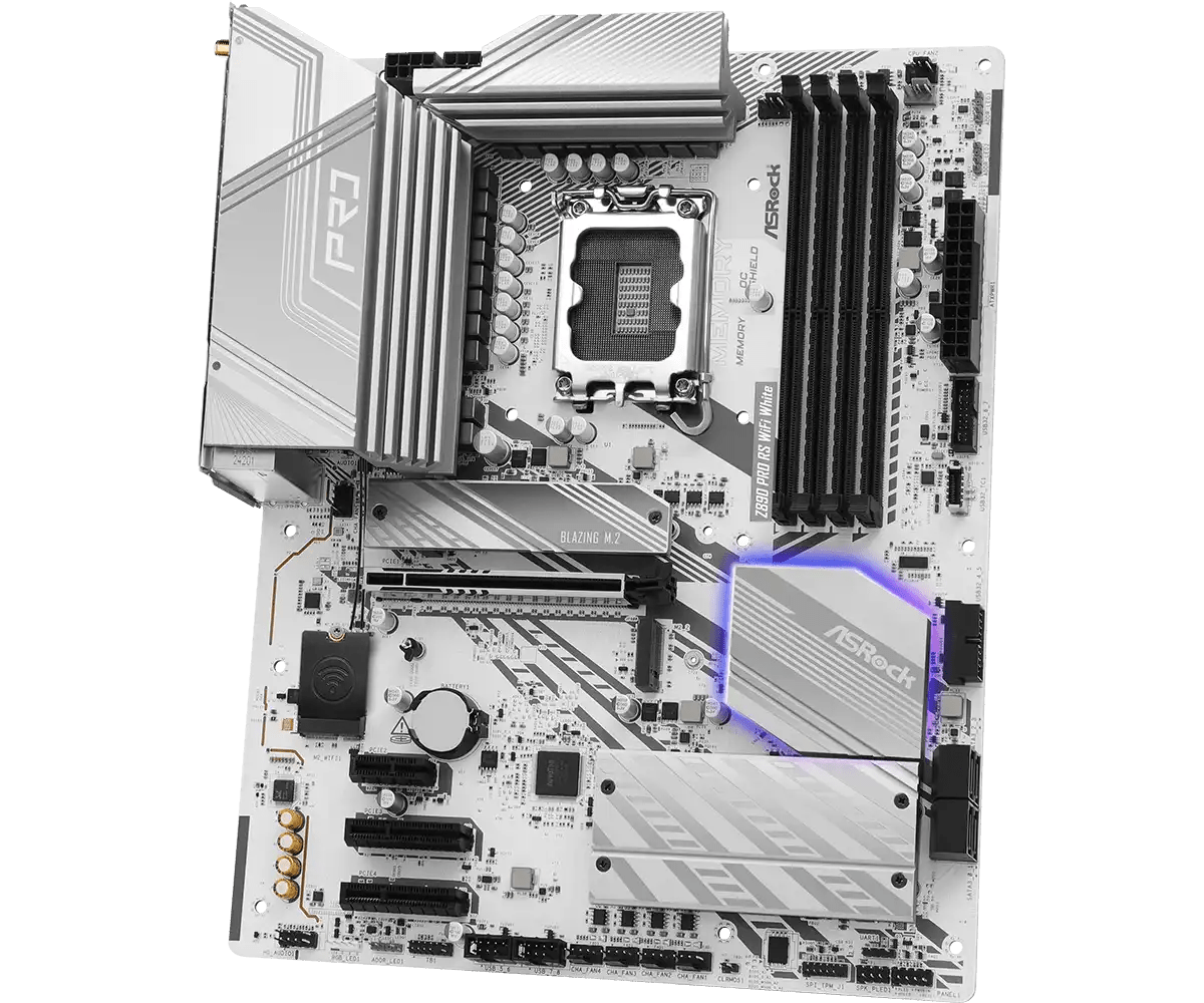 ASRock Z890 Pro RS WiFi White LGA1851 Socket Gaming Motherboard - Vektra Computers LLC