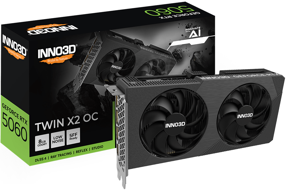 INNO3D GeForce RTX™ 5060 8GB TWIN X2 OC V2 Gaming Graphics Card | N50602 - 08D7X - 195071N - 8886307702517 - Vektra Computers LLC