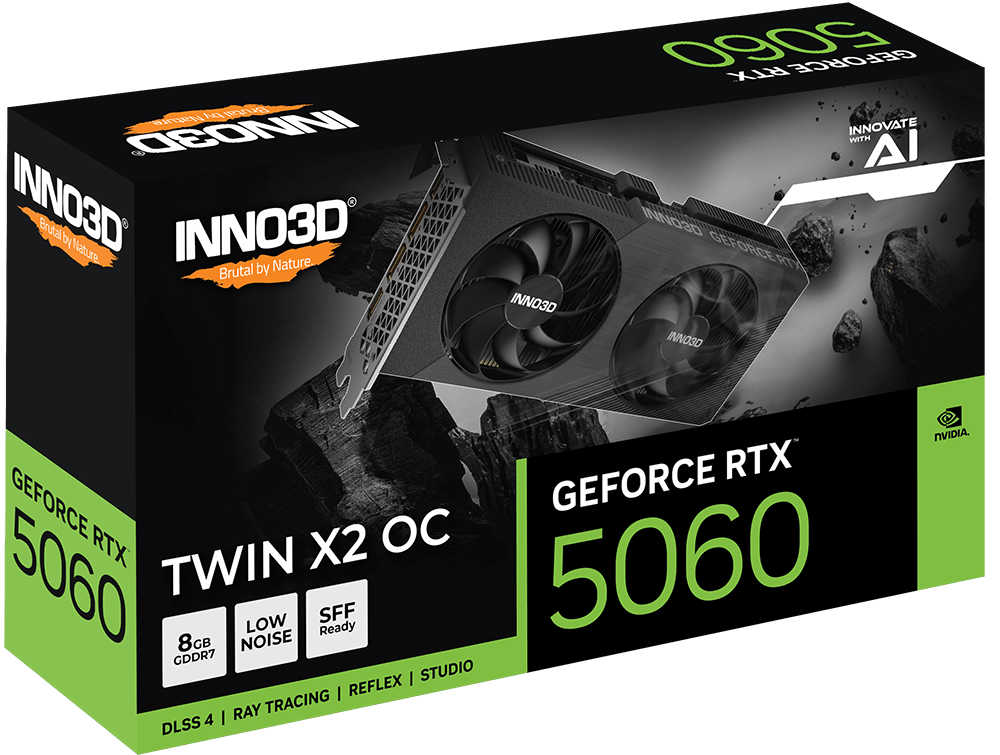 INNO3D GeForce RTX™ 5060 8GB TWIN X2 OC V2 Gaming Graphics Card | N50602 - 08D7X - 195071N - 8886307702517 - Vektra Computers LLC
