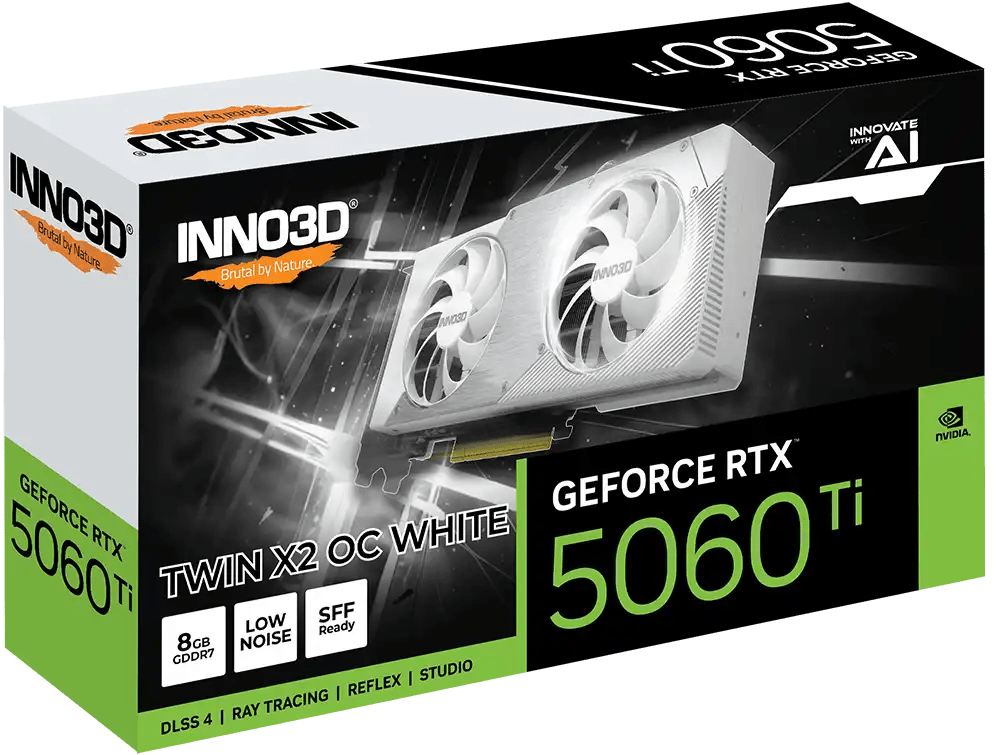 INNO3D GeForce RTX™ 5060 Ti 8GB TWIN X2 OC WHITE Graphic Card | N506T2 - 08D7X - 193075W - 8886307700759 - Vektra Computers LLC