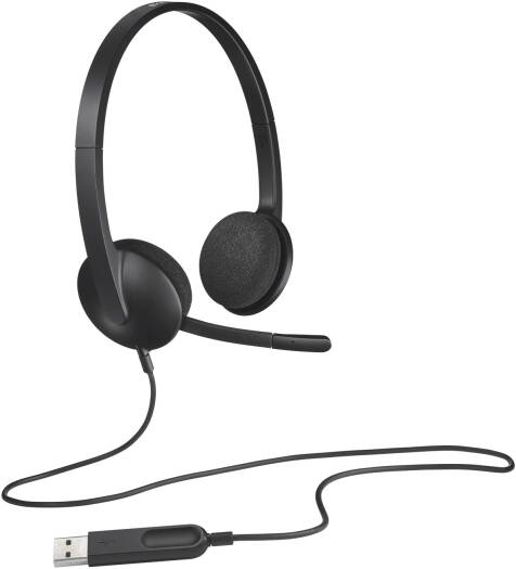 Logitech H340 USB Headset, Plug And Play, Noise Cancelling Microphone, USB Type A, Adjustable Headband, Black | 981 - 000475 - Vektra Computers LLC