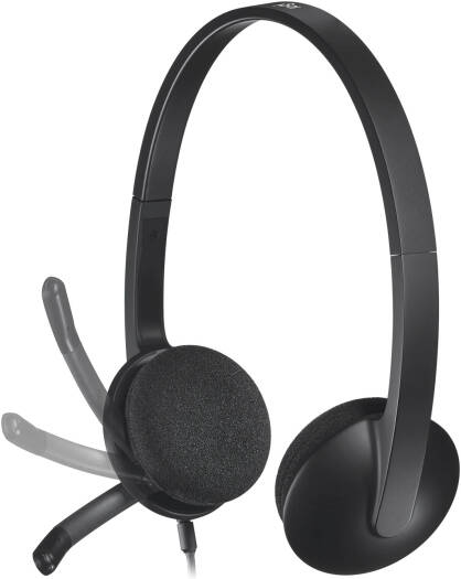 Logitech H340 USB Headset, Plug And Play, Noise Cancelling Microphone, USB Type A, Adjustable Headband, Black | 981 - 000475 - Vektra Computers LLC