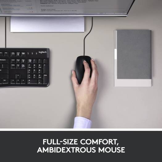 Logitech MK120 Wired Keyboard and Mouse for Windows, Optical Wired Mouse, USB Plug and Play, Full Size, PC/Laptop, English/Arabic Layout Black - 920 - 002546 - Vektra Computers LLC