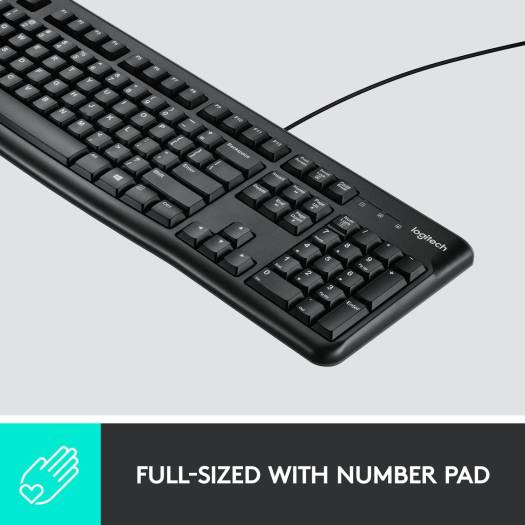 Logitech MK120 Wired Keyboard and Mouse for Windows, Optical Wired Mouse, USB Plug and Play, Full Size, PC/Laptop, English/Arabic Layout Black - 920 - 002546 - Vektra Computers LLC