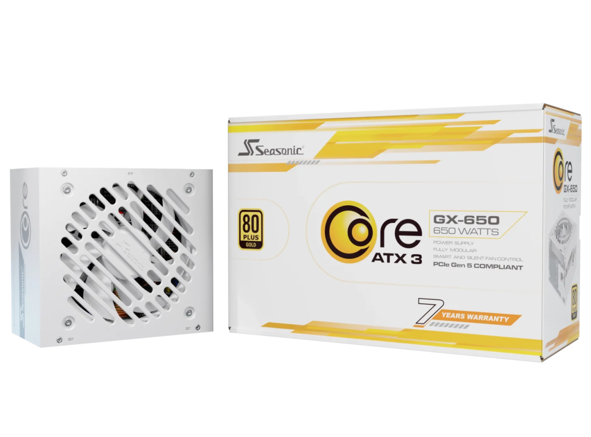 Seasonic CORE GX - 650W White ATX 3.1 80+Gold Fully Modular Power Supply | SRP - CGX651 - A5A32SF - 4711173878704 - Vektra Computers LLC
