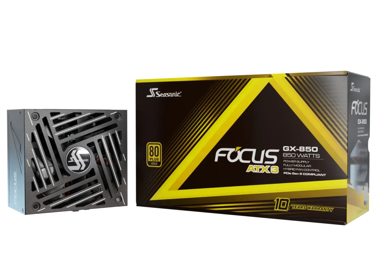 SEASONIC FOCUS GX ATX 3 (2024) GX - 850 850W ATX3.1 80 PLUS GOLD Certified Fully Modular Power Supply | SRP - FGX102 - A5A32SF - 4711173878438 - Vektra Computers LLC