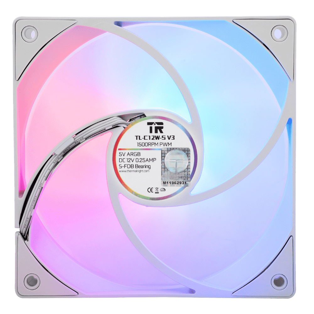Thermalright TL-C12W-S V3 | White 120mm ARGB Fan - 814256016124 - Vektra Computers LLC