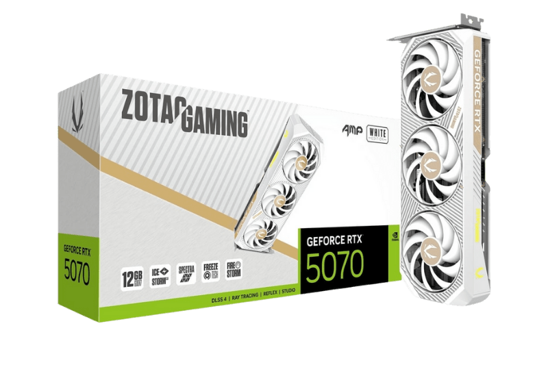 ZOTAC GAMING GeForce RTX 5070 AMP White Edition 12GB Graphic Card | ZT - B50700FQ - 10P - 8886307700544 - Vektra Computers LLC