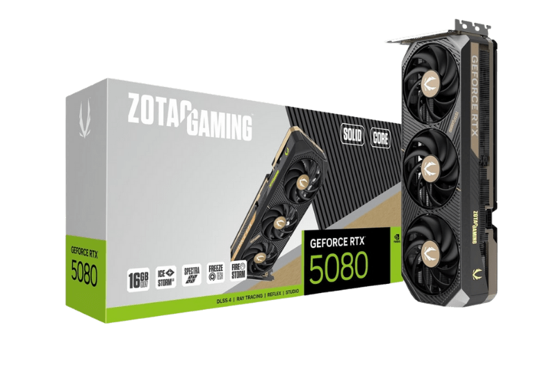 ZOTAC GAMING GeForce RTX 5080 SOLID CORE 16GB GDDR7 Graphic Card | ZT - B50800D2 - 10P - 8886307700551 - Vektra Computers LLC