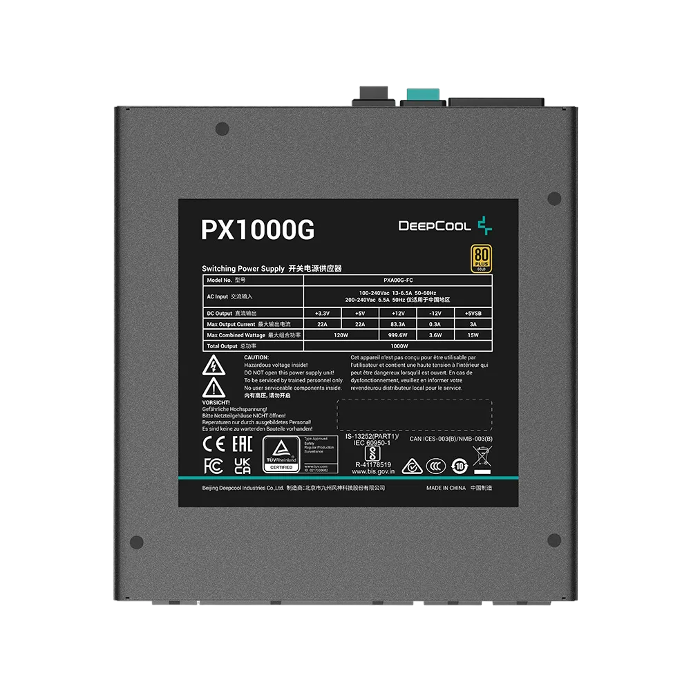 Deepcool PX-G 1000W 80+ Gold (PCIe 5.0) Fully Modular Power Supply | R-PXA00G-FC0B-UK |
