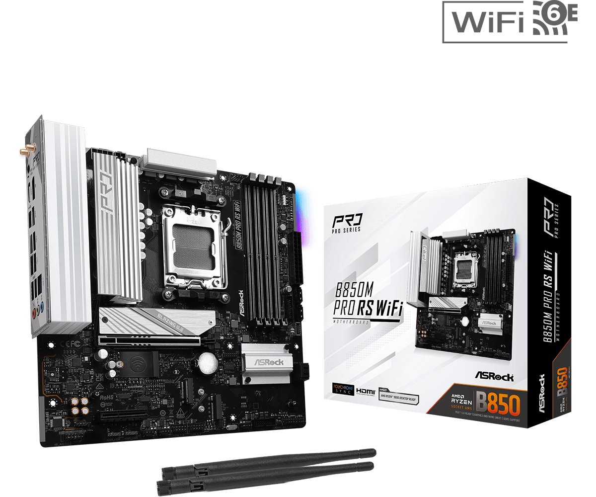 ASRock B850M Pro RS WiFi AM5 Micro ATX Motherboard