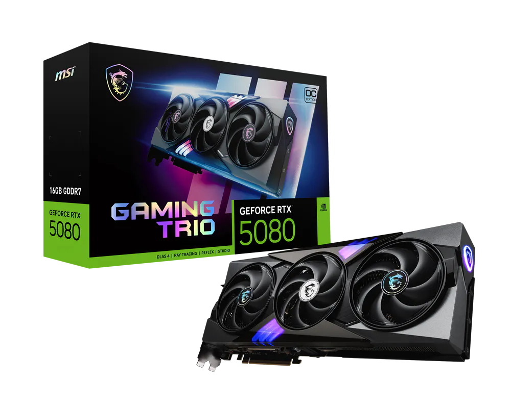 MSI GeForce RTX 5080 16GB Gaming Trio OC Graphics Card