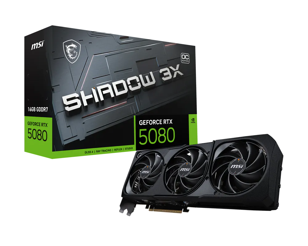 MSI GeForce RTX 5080 SHADOW 3X OC 16GB Graphics Card