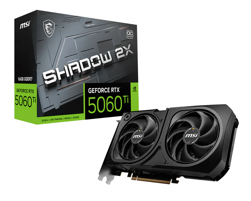 MSI GeForce RTX 5060Ti 16GB Shadow 2X OC Plus Graphics Card