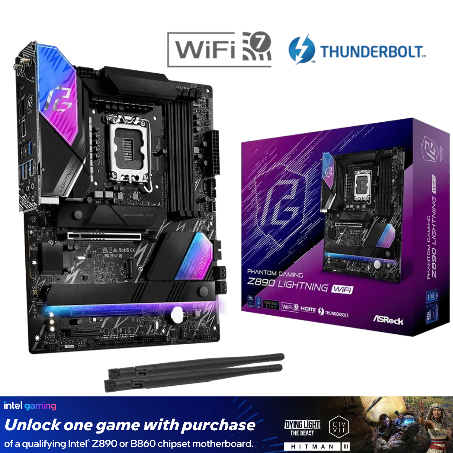 لوحة أم ASRock PHANTOM GAMING Z890 Lightning WiFi | 90-MXBPG0-A0UAYZ