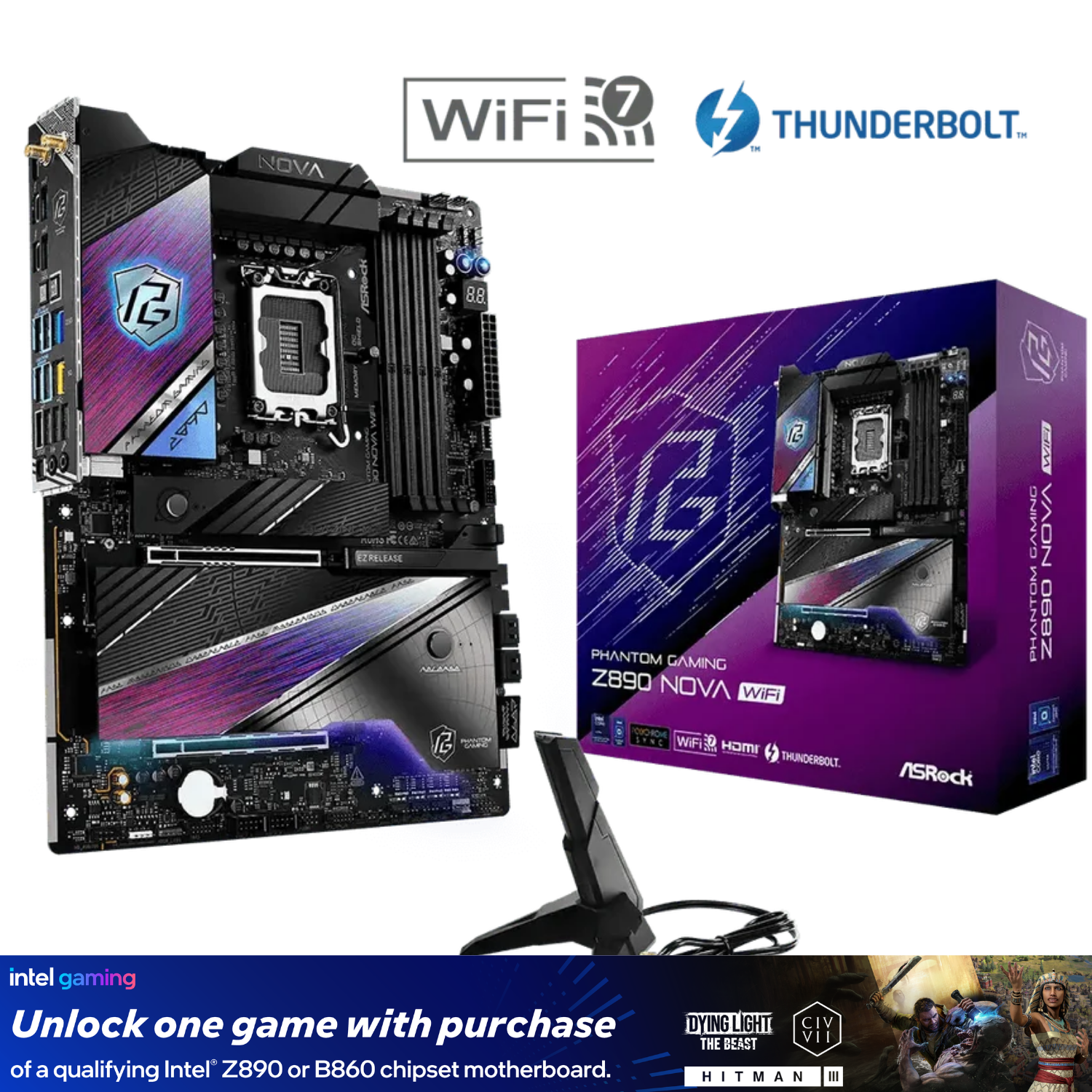 لوحة أم ASRock PHANTOM GAMING Z890 Nova WiFi | 90-MXBPS0-A0UAYZ
