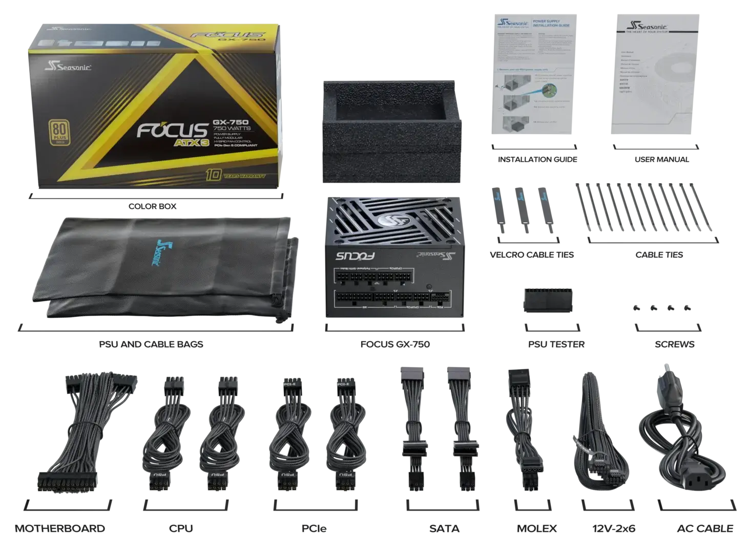 SEASONIC FOCUS GX-750 ATX 3.1 750W Power Supply | SRP-FGX751-A5A32SF