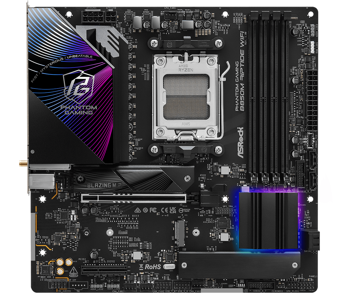 ASRock B850M Riptide WiFi AM5 Socket Motherboard | 90-MXBS30-A0UAYZ