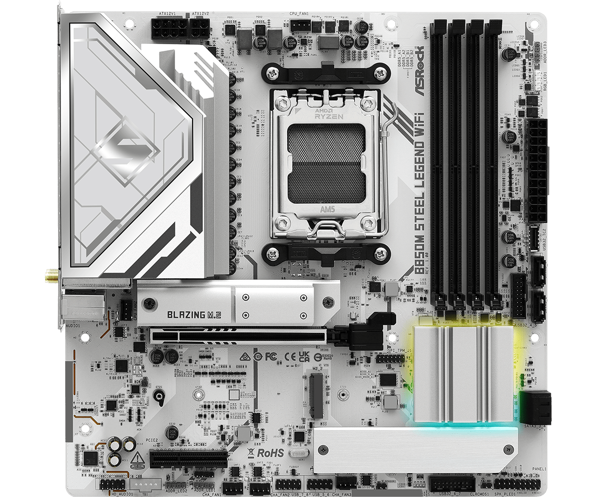 ASRock B850M Steel Legend WiFi AM5 Socket Motherboard | 90-MXBS20-A0UAYZ