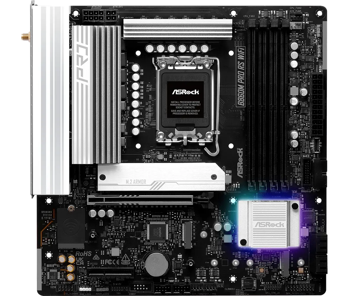 ASRock B860M Pro RS WiFi LGA1851 Socket Motherboard | 90-MXBRQ0-A0UAYZ