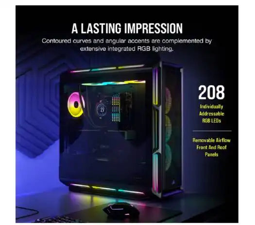 Corsair iCUE 5000T RGB Mid Tower ATX PC Case, Tempered Glass, 360mm Radiator, 3x120mm Fan Included, 7 + 2 Vertical Expansion Slots, Black | CC-9011230-WW