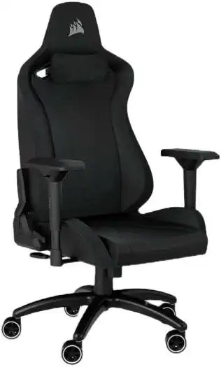 Corsair TC200 Leatherette Gaming Chair, Soft Fabric Exterior, Comfortable & Durable, 75mm Dual-Wheel Casters, Black | CF-9010043-WW