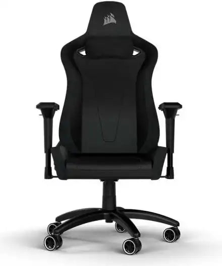 Corsair TC200 Leatherette Gaming Chair, Soft Fabric Exterior, Comfortable & Durable, 75mm Dual-Wheel Casters, Black | CF-9010043-WW