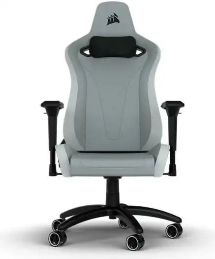 Corsair TC200 Leatherette Gaming Chair, 4D Armrests, 75mm Dual-Wheel Casters, Light Grey | CF-9010045-WW