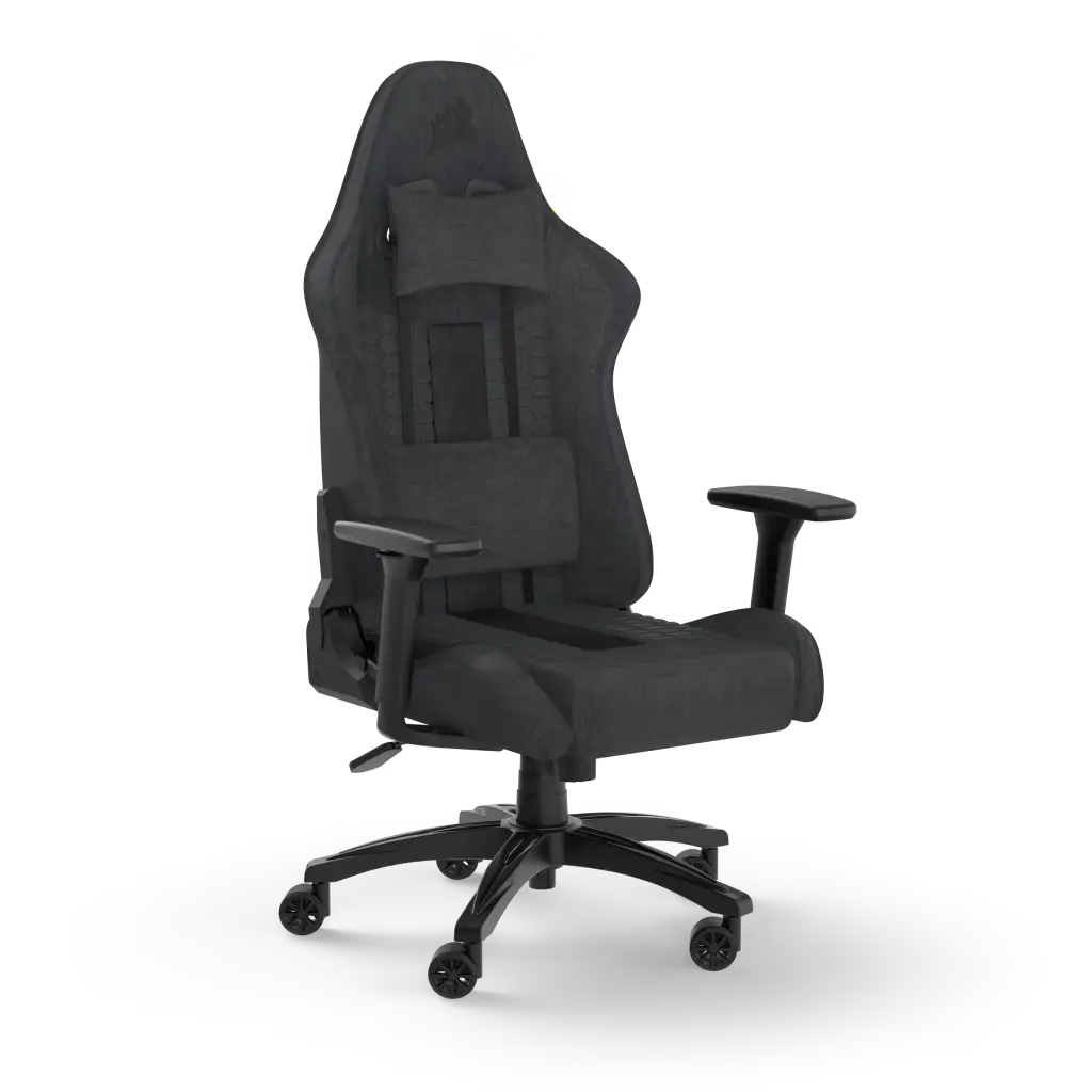 Corsair TC100 RELAXED Fabric Gaming Chair, 5 x 65mm Castors, Black/Gray | CF-9010052-WW