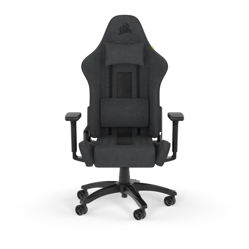 Corsair TC100 RELAXED Fabric Gaming Chair, 5 x 65mm Castors, Black/Gray | CF-9010052-WW