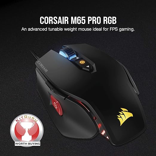 Corsair M65 PRO RGB, BLACK, OPTICAL, 12000DPI Gaming Mouse | CH-9300011-NA