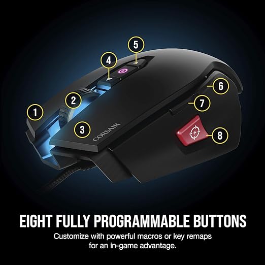 Corsair M65 PRO RGB, BLACK, OPTICAL, 12000DPI Gaming Mouse | CH-9300011-NA