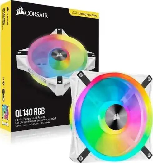 Corsair QL Series, iCUE QL140 RGB, 1x140mm RGB LED Fan, Single Pack - White | CO-9050105-WW
