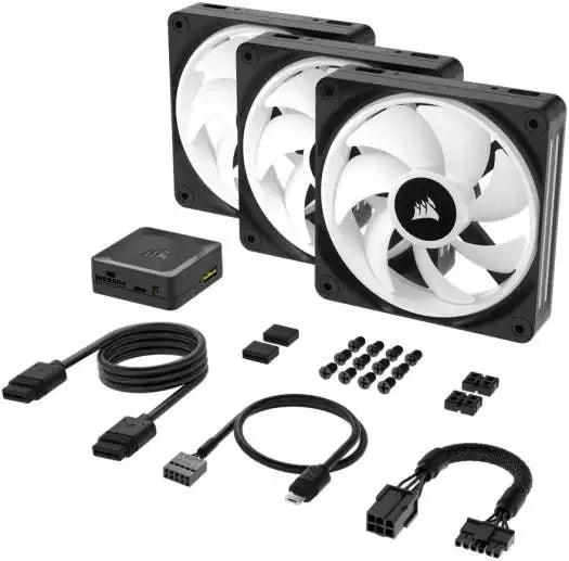 Corsair iCUE LINK QX120 RGB 120mm PWM PC Fans Starter Kit ,Built-In Temperature Sensor, Dedicated MCU, Black|CO-9051002-WW