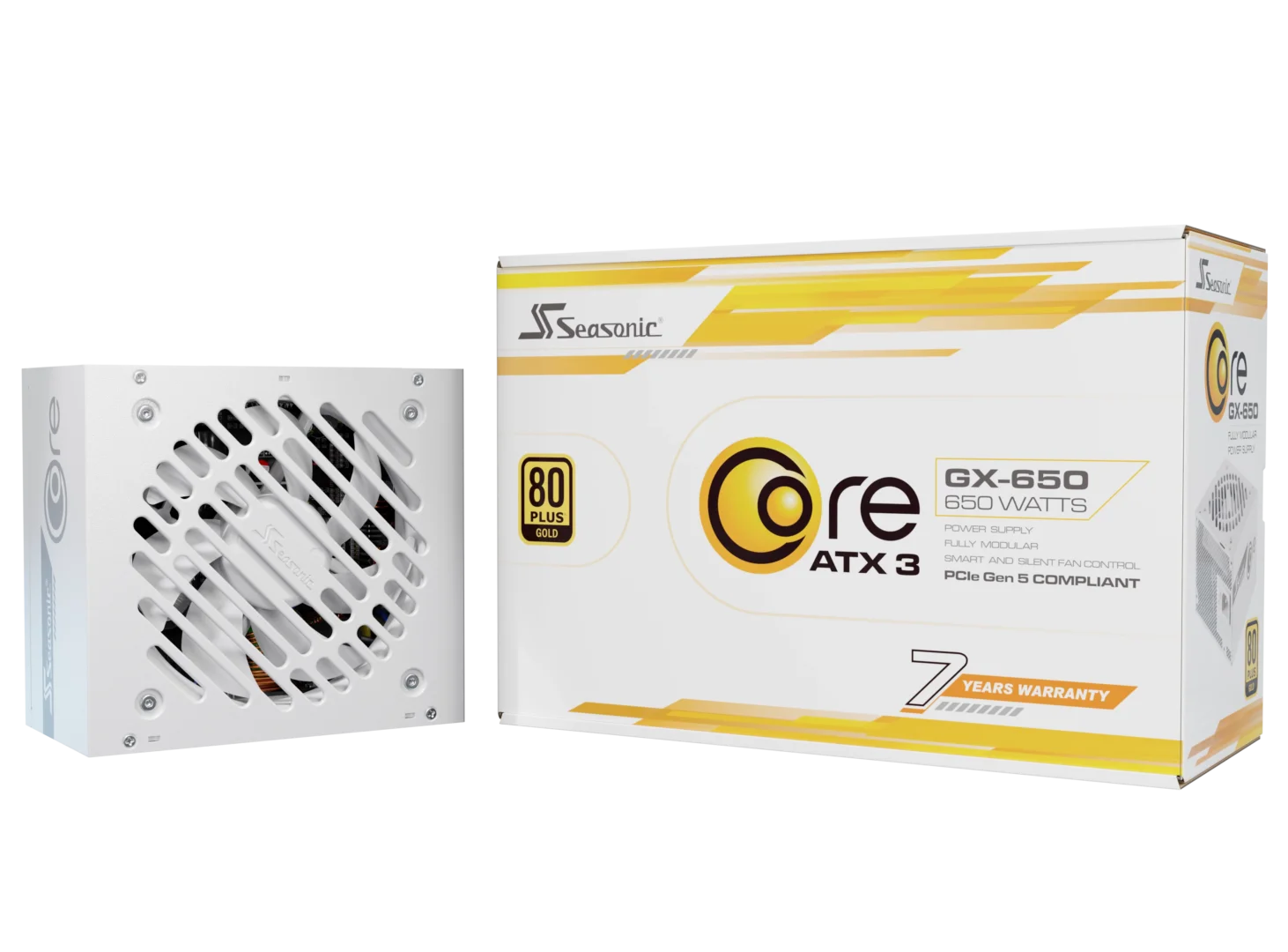 Seasonic CORE GX-650W White ATX 3.1 80+Gold Fully Modular Power Supply | SRP-CGX651-A5A32SF