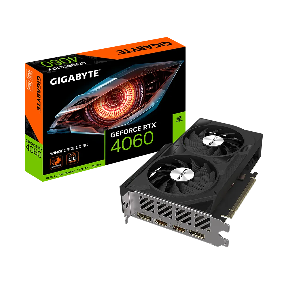 GIGABYTE GeForce RTX 4060 WINDFORCE OC 8G Gaming Graphics Card | GV-N4060WF2OC-8GD |